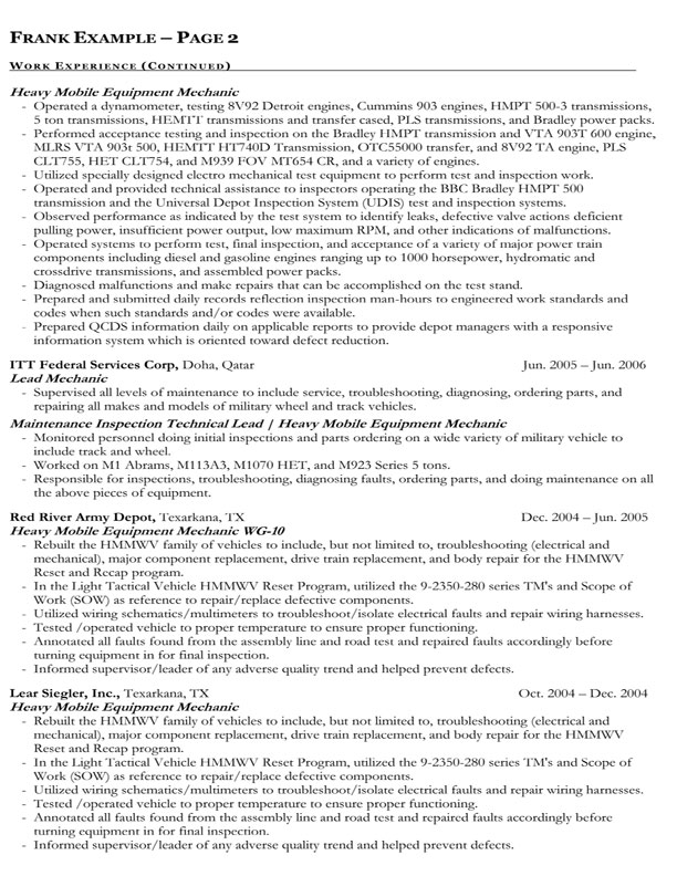 Example of a government resume