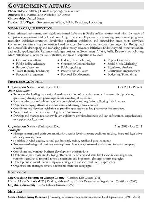 Government Resume Format from www.cpresumes.com