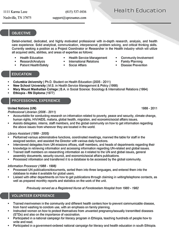 Educational administration resume examples